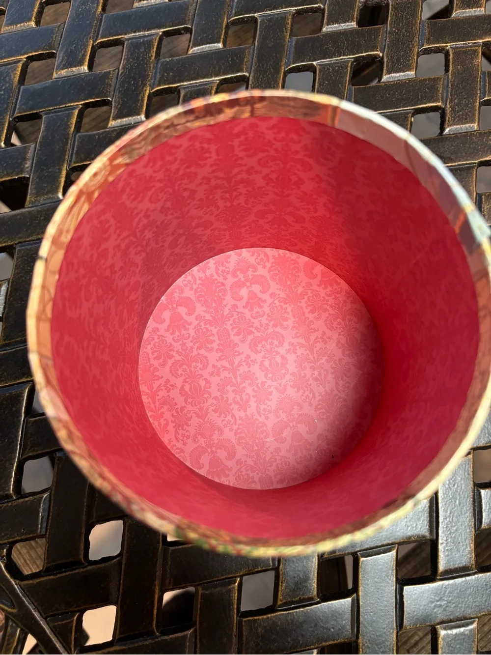Holiday Decorative Tin with Crystal Knob and Red Tassel